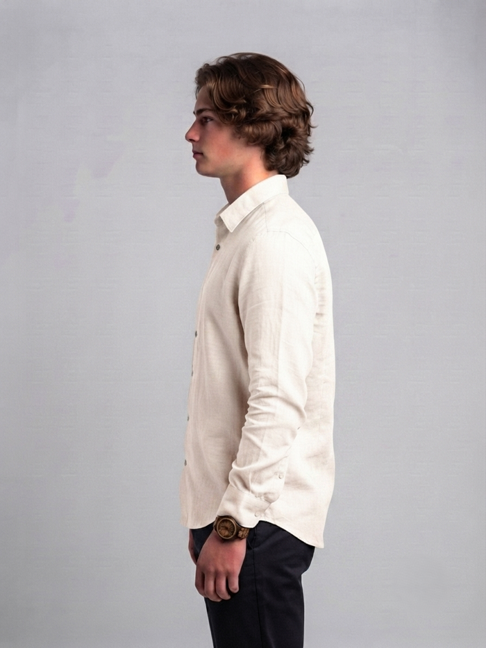 Men's Classic Poly-Linen Solid Shirt - Natural Cream