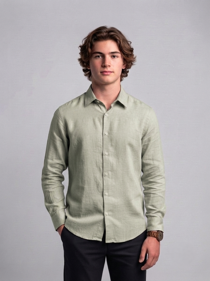Men's Classic Poly-Linen Solid Shirt - Sage Green