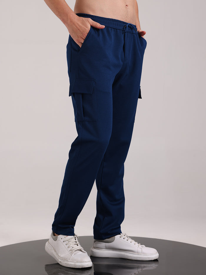 Men's Cobalt Blue Outer Mesh Cargo Track Pants