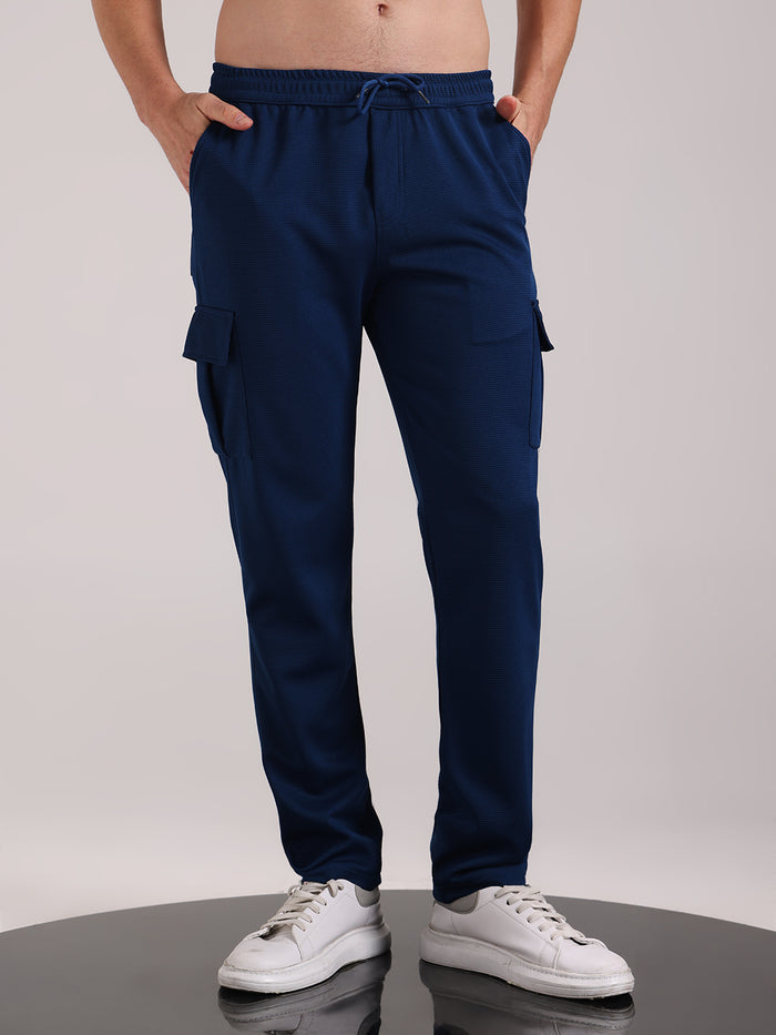 Men's Cobalt Blue Outer Mesh Cargo Track Pants