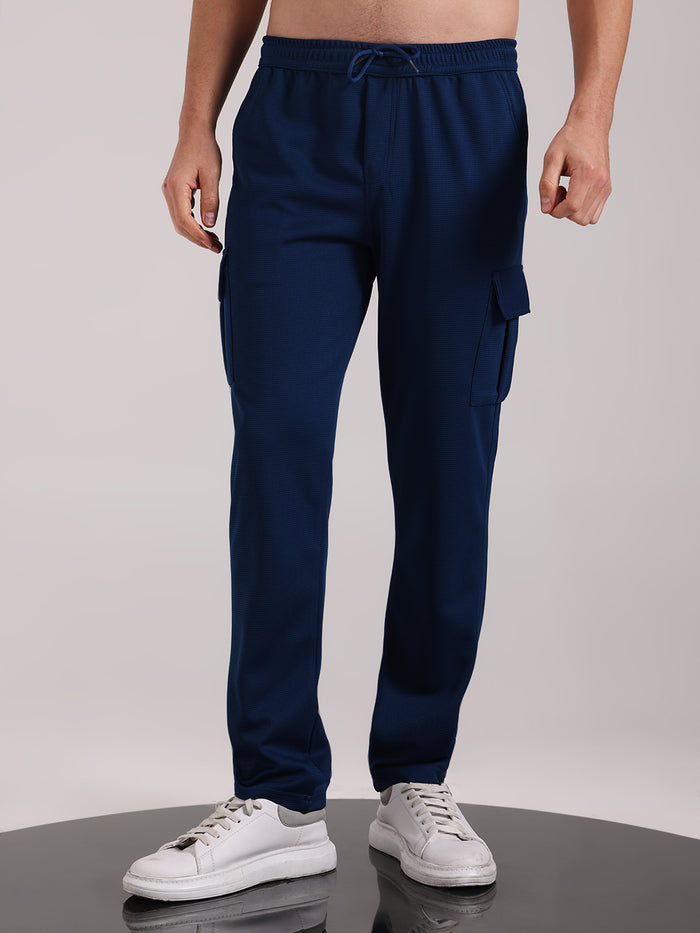 Men's Cobalt Blue Outer Mesh Cargo Track Pants
