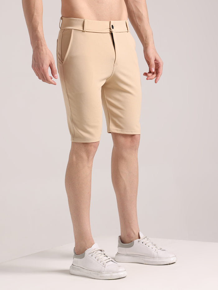Men's Cream Lycra Chinos Shorts