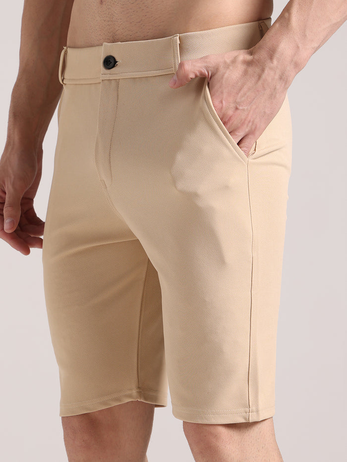 Men's Cream Lycra Chinos Shorts