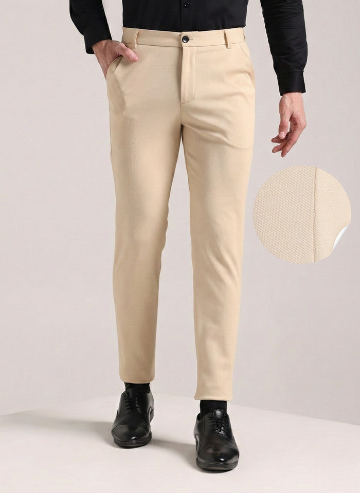 Men's Cream Soft Lycra Trouser