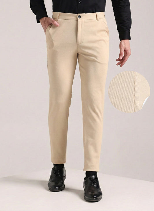 Men's Cream Soft Lycra Trouser