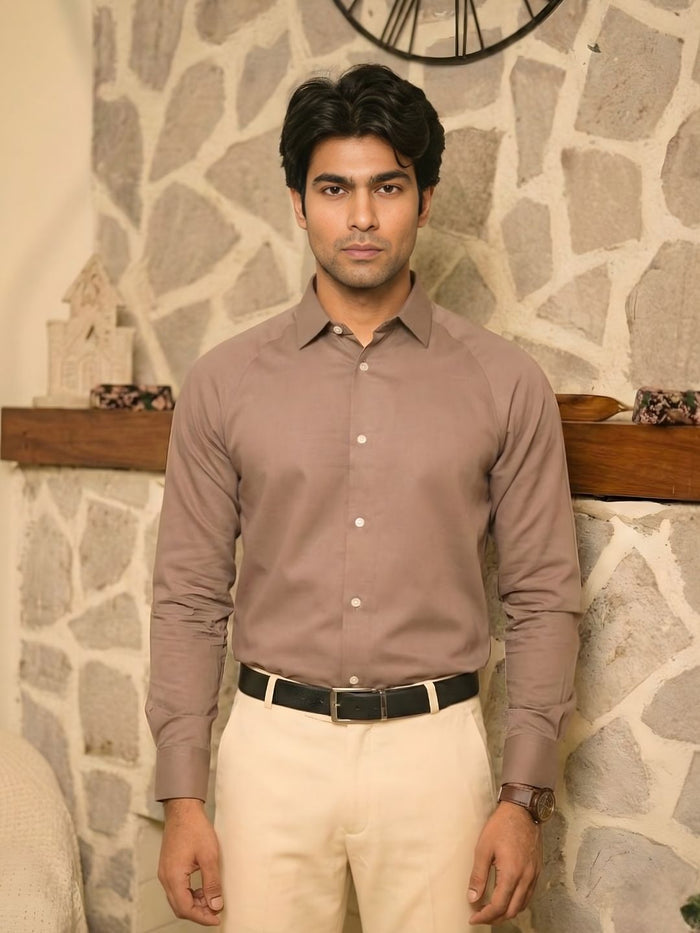 Men's Dusty Rose Modern Luxe Shirt: Raglan Cut & Silky Soft Texture
