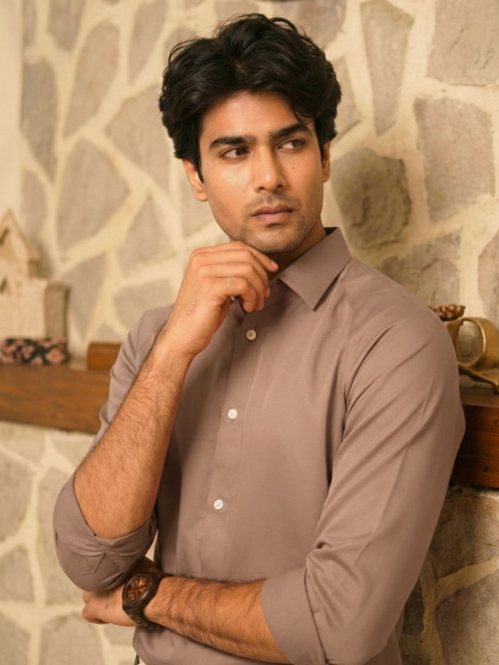 Men's Dusty Rose Modern Luxe Shirt: Raglan Cut & Silky Soft Texture