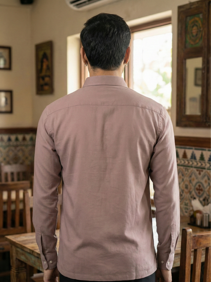 Men’s Dusty Rose Premium Long Sleeve Henley Shirt with Buttoned Cuffs