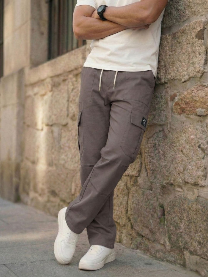 Men’s Earthy Umber Multi-Pocket Cargo Pants