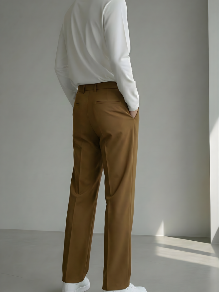 Men's Gold Brown Loose-Fit Korean Trouser