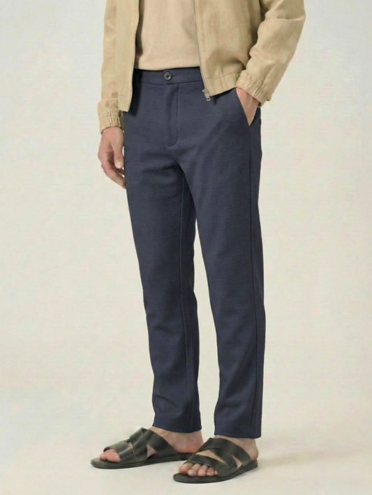 Men's Granite Grey Checks Soft Lycra Trousers