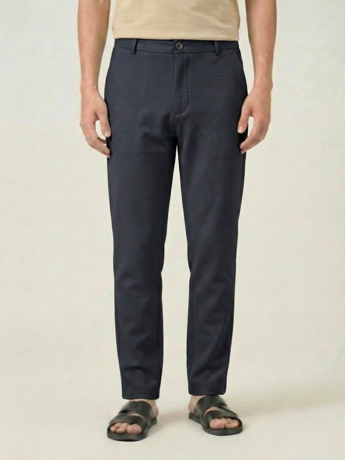 Men's Granite Grey Checks Soft Lycra Trousers