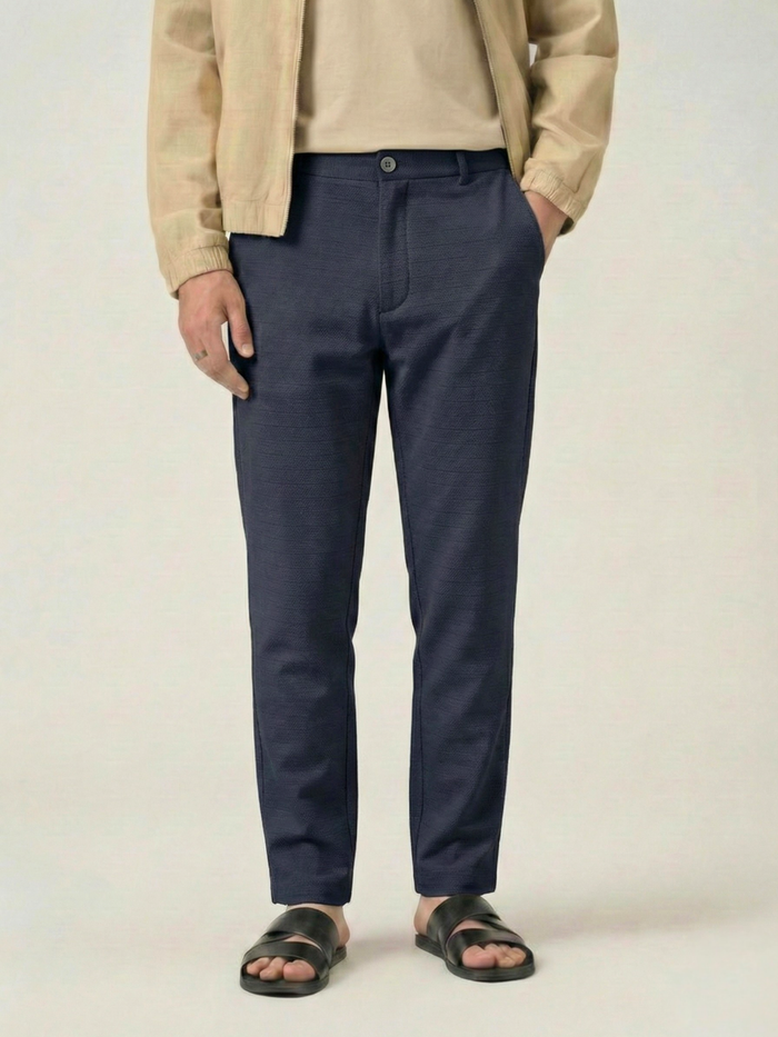 Men's Granite Grey Checks Soft Lycra Trousers