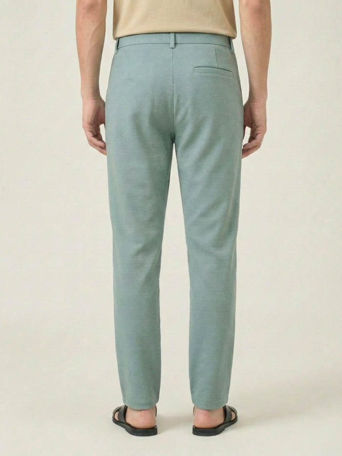 Men's Light Green Checks Soft Lycra Trousers