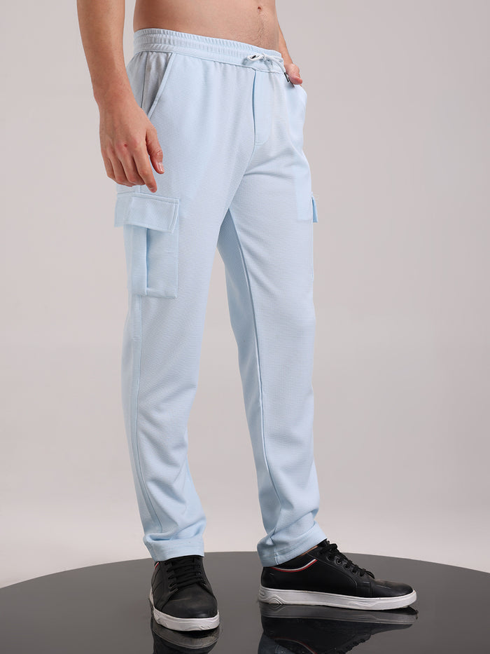 Men's Mist Blue Outer Mesh Cargo Track Pants