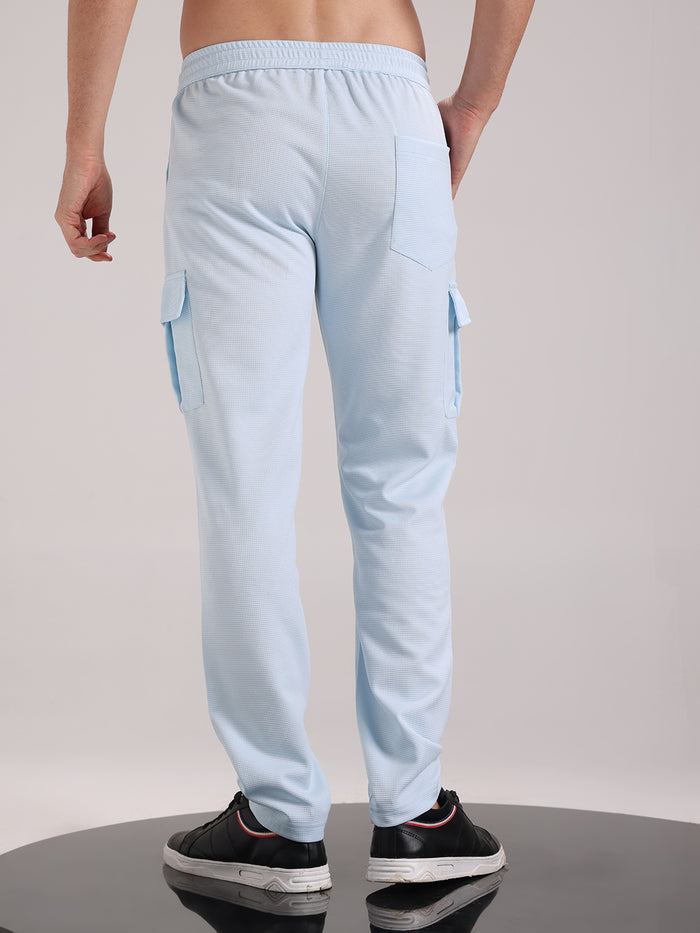 Men's Mist Blue Outer Mesh Cargo Track Pants