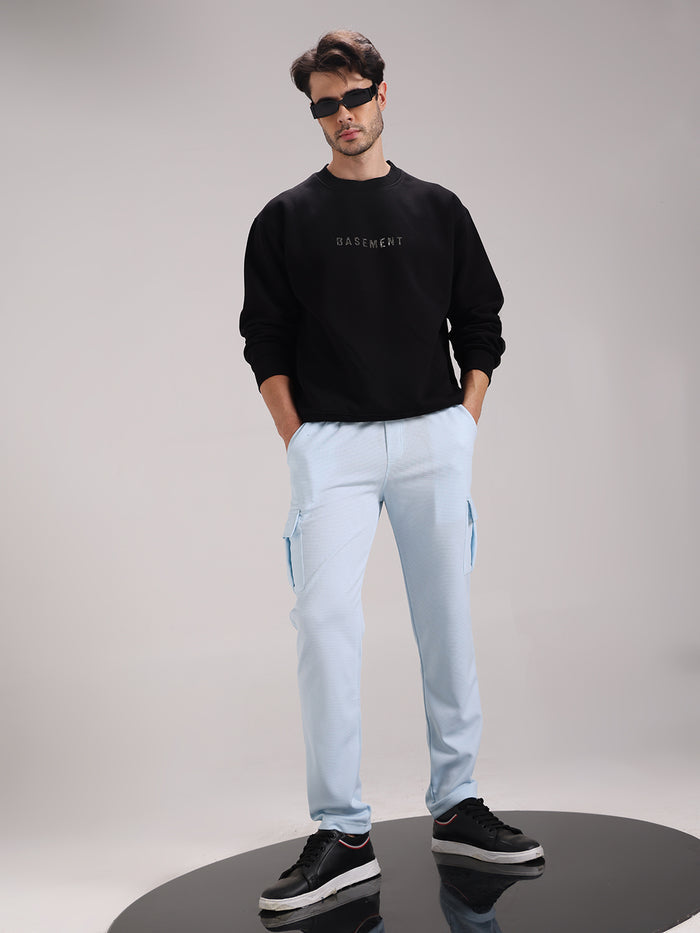 Men's Mist Blue Outer Mesh Cargo Track Pants