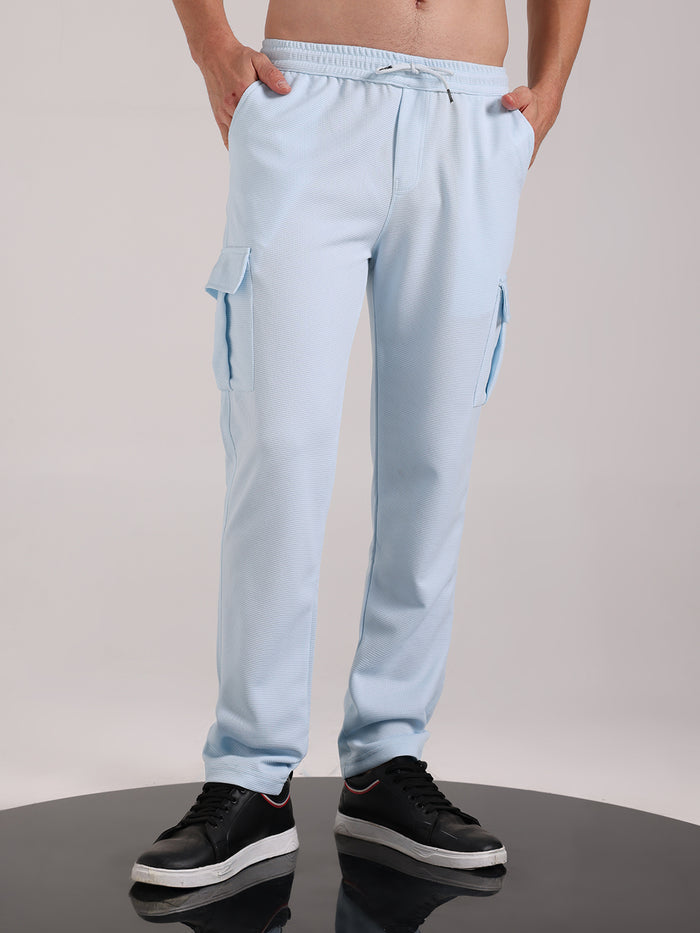 Men's Mist Blue Outer Mesh Cargo Track Pants