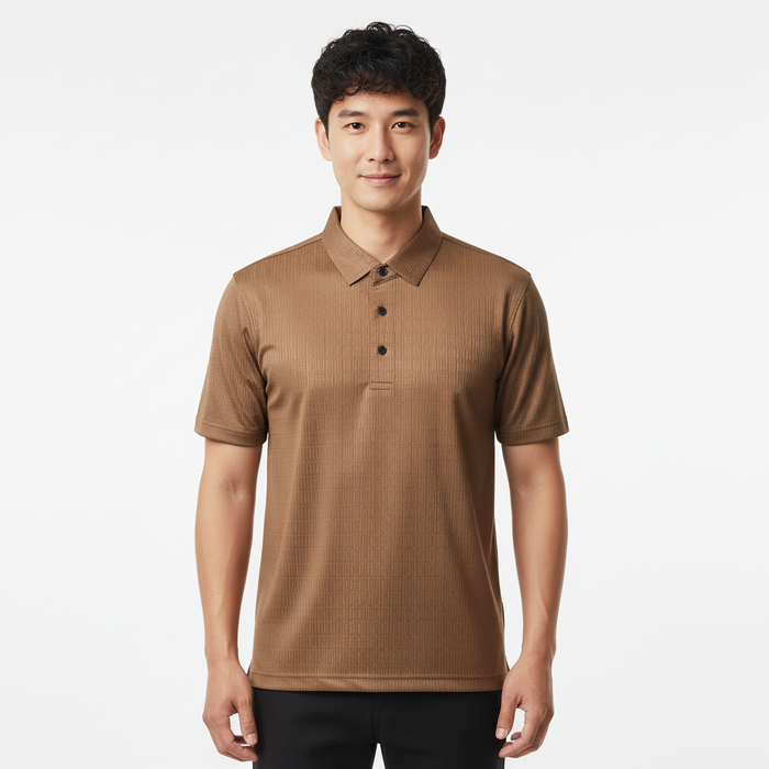 Men's Mocha Brown Stitchless Tech-Stretch Polo T-Shirt