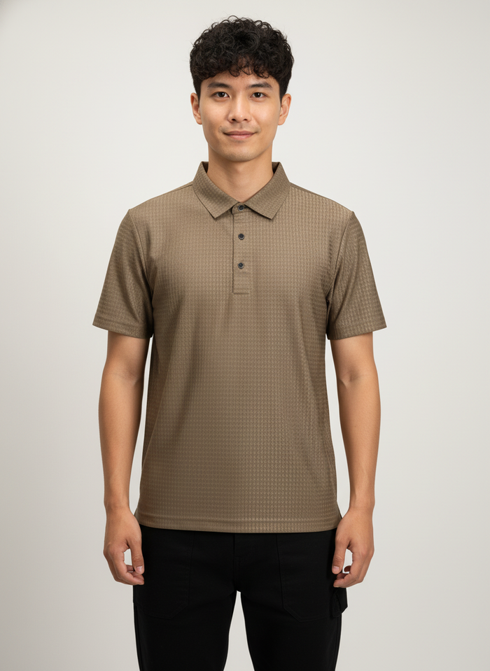 Men's Mocha Brown Ultra Smooth Stitchless Polo T-Shirt