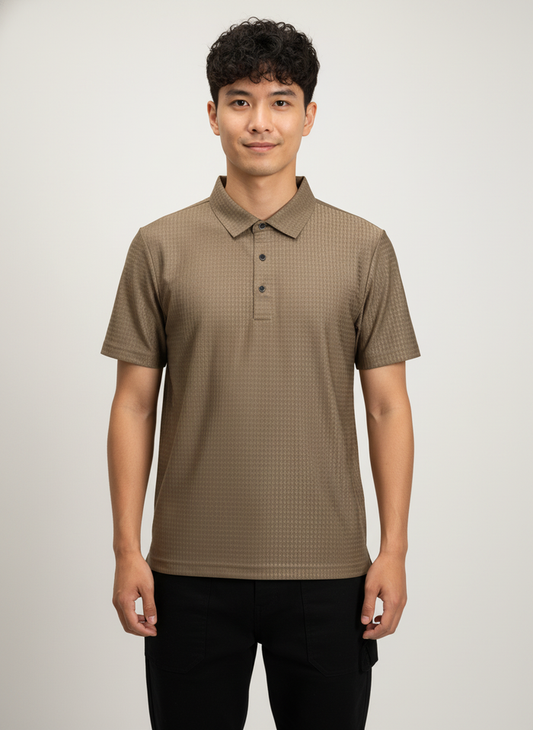 Men's Mocha Brown Ultra Smooth Stitchless Polo T-Shirt