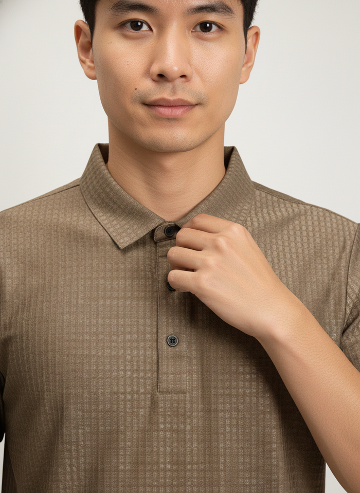 Men's Mocha Brown Ultra Smooth Stitchless Polo T-Shirt