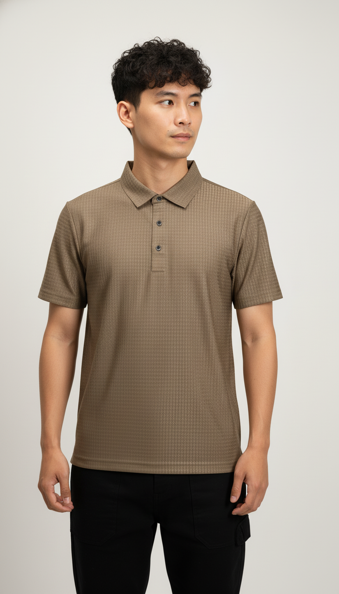 Men's Mocha Brown Ultra Smooth Stitchless Polo T-Shirt