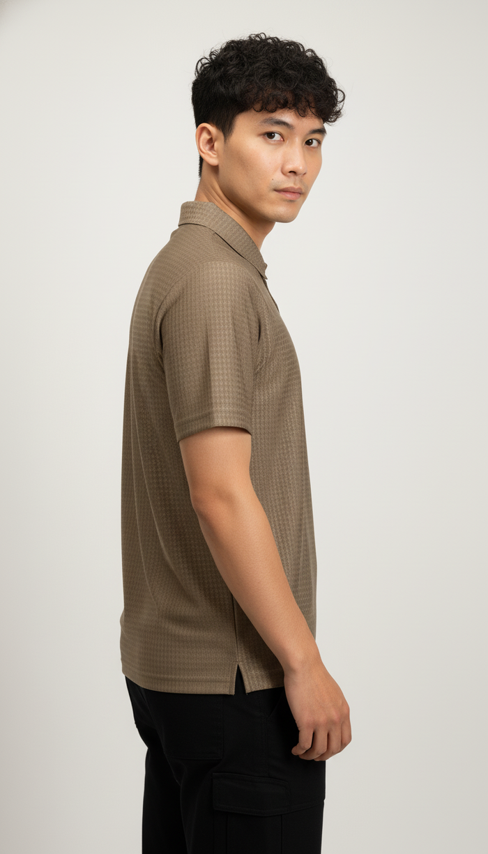 Men's Mocha Brown Ultra Smooth Stitchless Polo T-Shirt