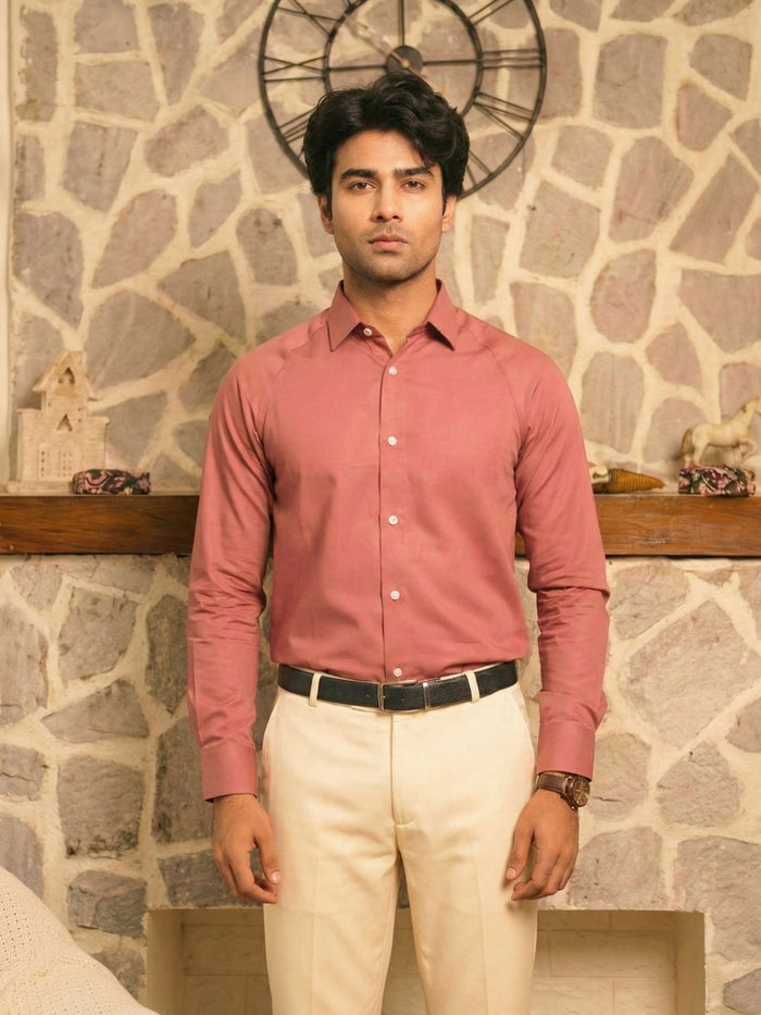 Men's Muted Mauve Modern Luxe Shirt: Raglan Cut & Silky Soft Texture