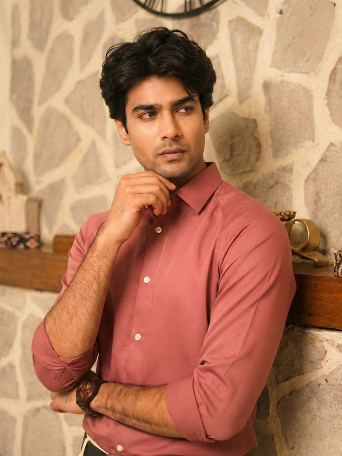 Men's Muted Mauve Modern Luxe Shirt: Raglan Cut & Silky Soft Texture