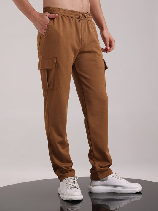 Men's Olive Brown Outer Mesh Cargo Track Pants