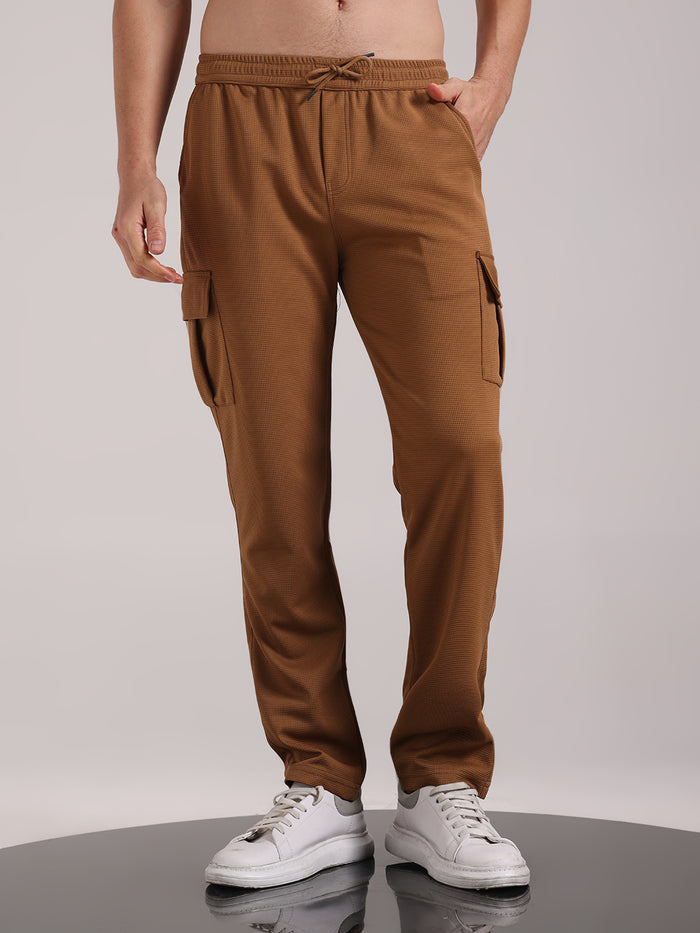 Men's Olive Brown Outer Mesh Cargo Track Pants