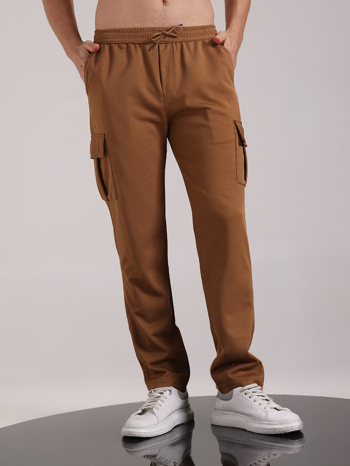 Men's Olive Brown Outer Mesh Cargo Track Pants