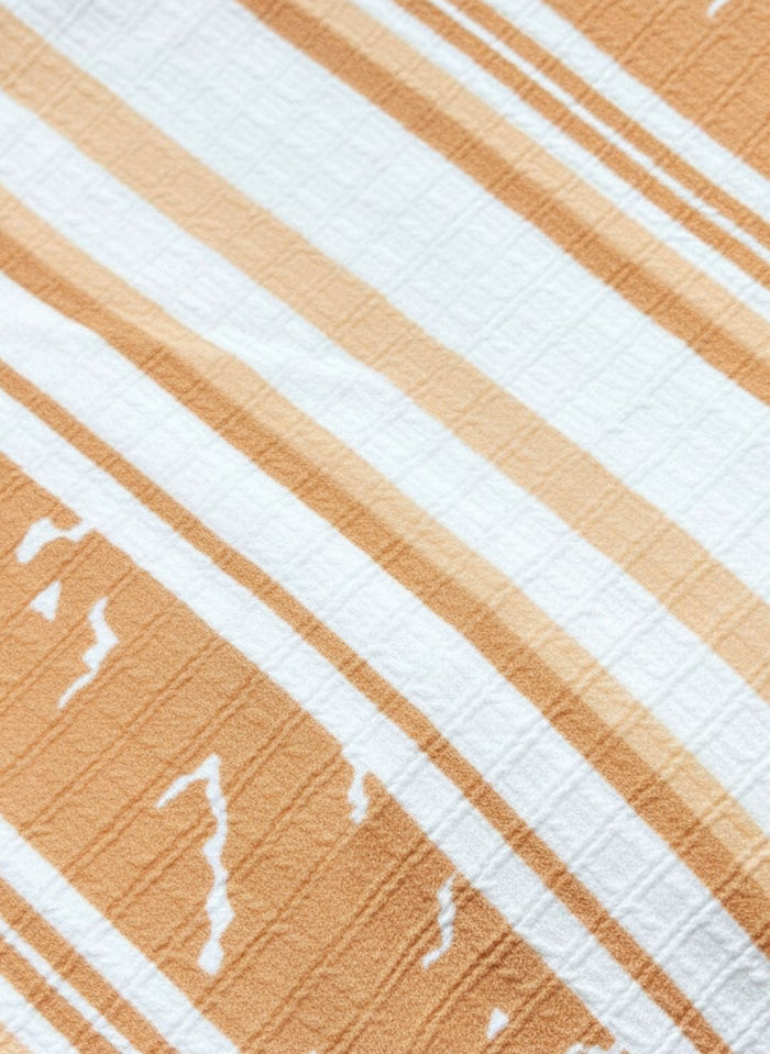 Men's Orange Textured Multi-Color Striped