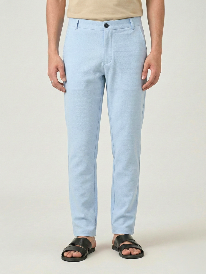 Men's Paceful Blue Checks Soft Lycra Trousers