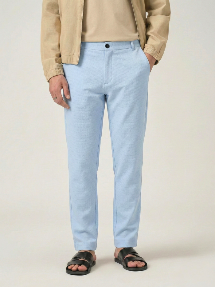 Men's Paceful Blue Checks Soft Lycra Trousers