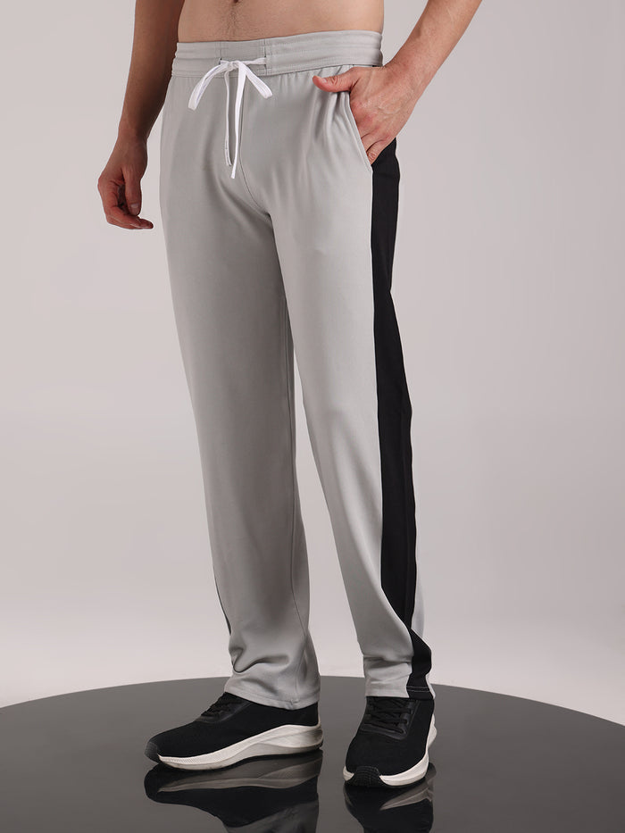 Men's Pale Grey Contrast Side Split Tape Track Pants