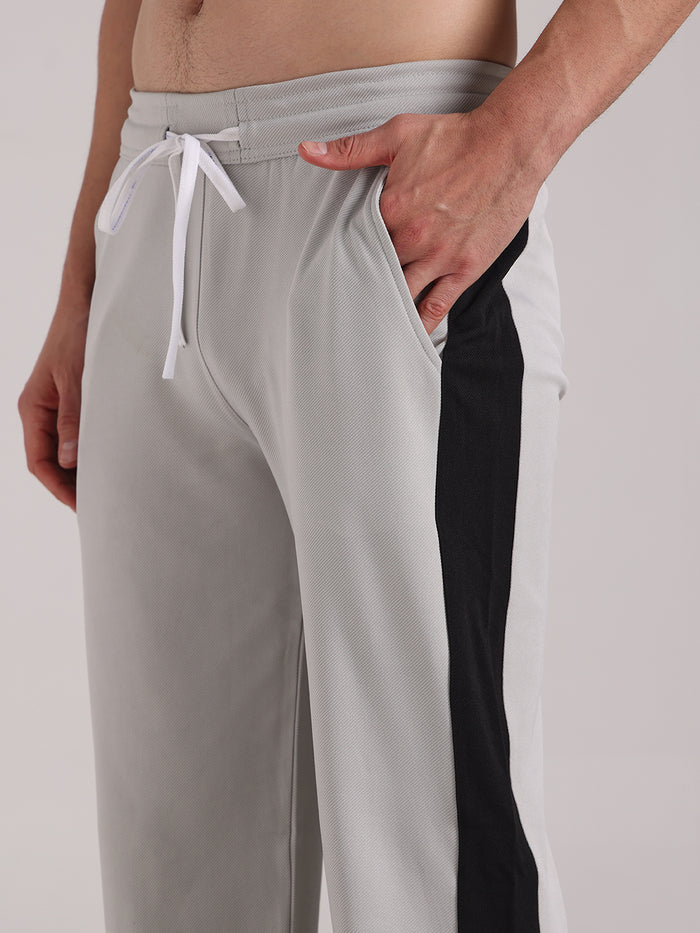 Men's Pale Grey Contrast Side Split Tape Track Pants