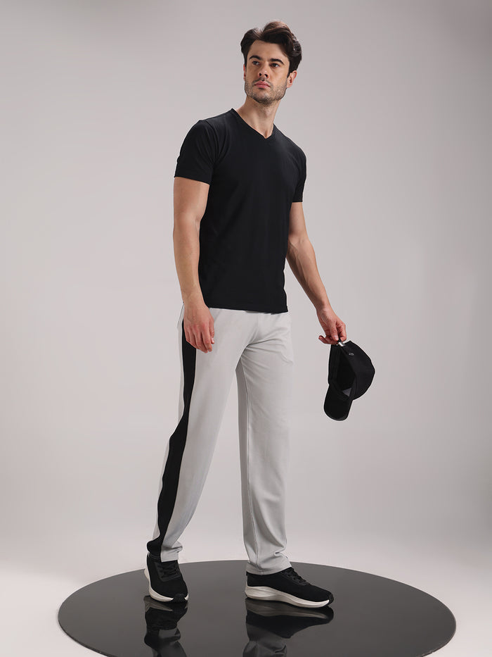 Men's Pale Grey Contrast Side Split Tape Track Pants