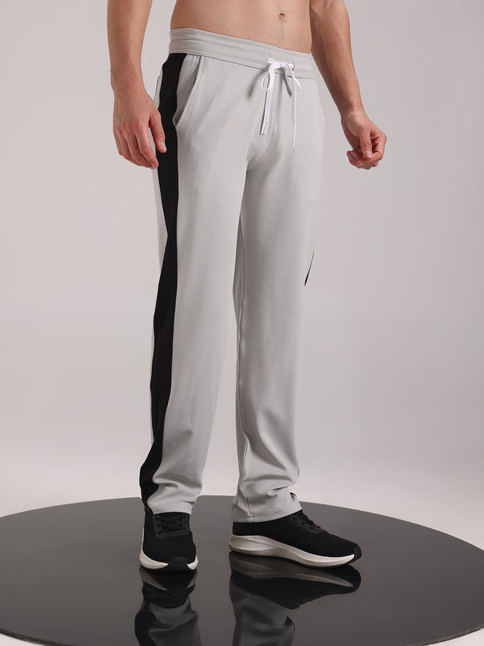 Men's Pale Grey Contrast Side Split Tape Track Pants