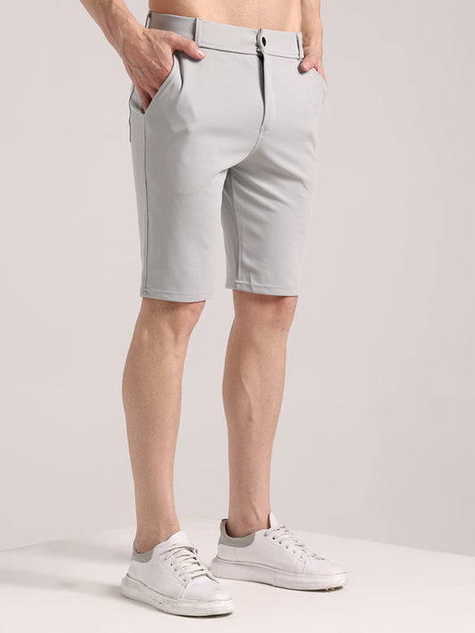 Men's Pale Grey Lycra Chinos Shorts