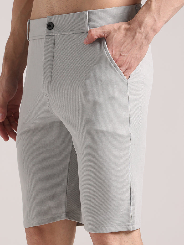 Men's Pale Grey Lycra Chinos Shorts