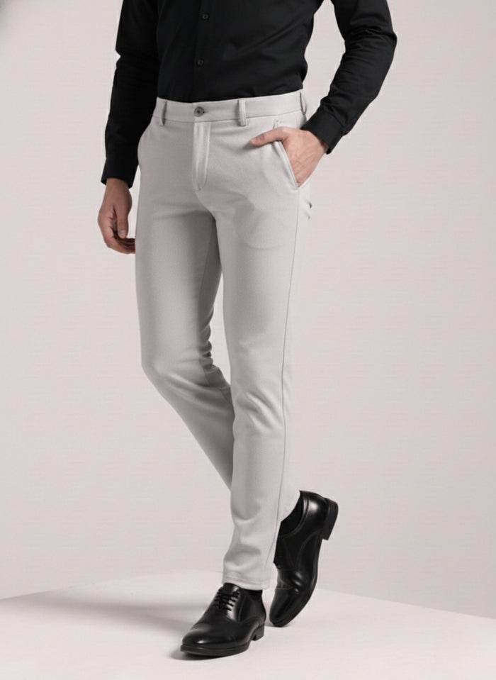 Men's Pale Grey Soft Lycra Trouser