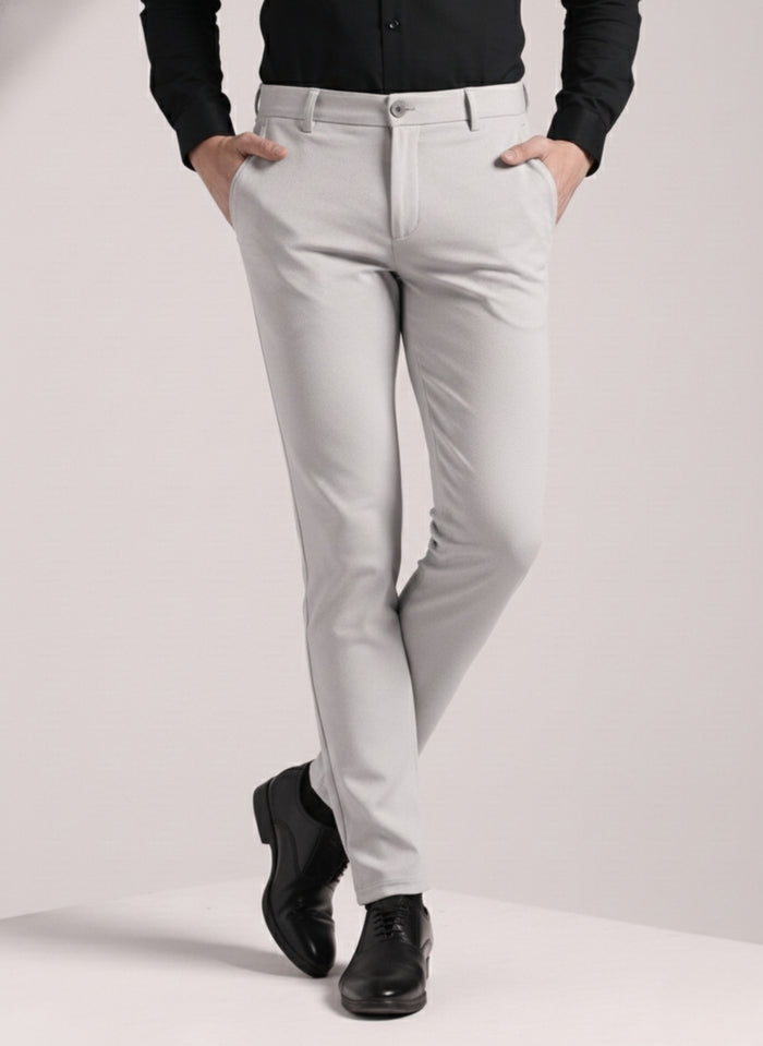 Men's Pale Grey Soft Lycra Trouser