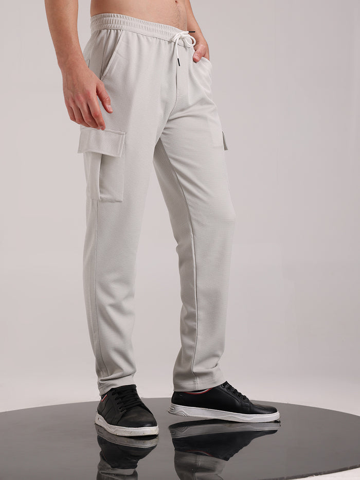 Men's Pearl Grey Outer Mesh Cargo Track Pants