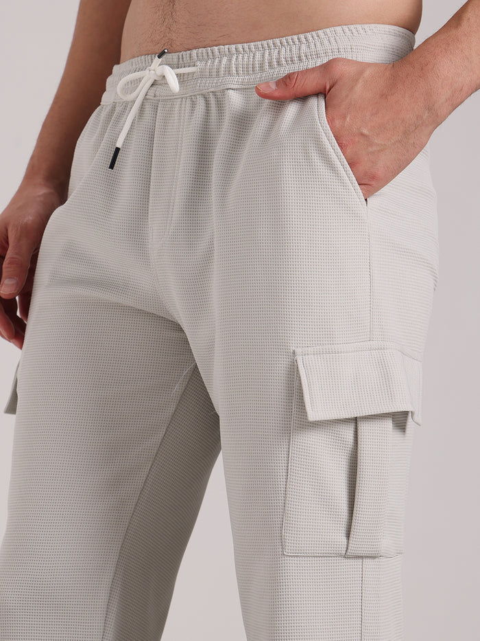 Men's Pearl Grey Outer Mesh Cargo Track Pants