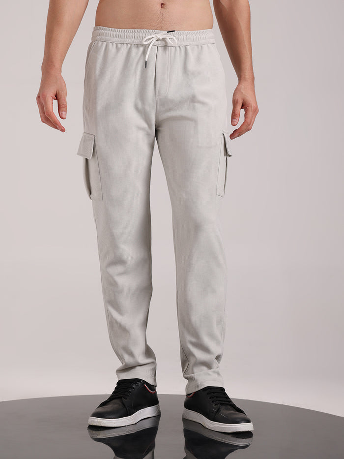 Men's Pearl Grey Outer Mesh Cargo Track Pants