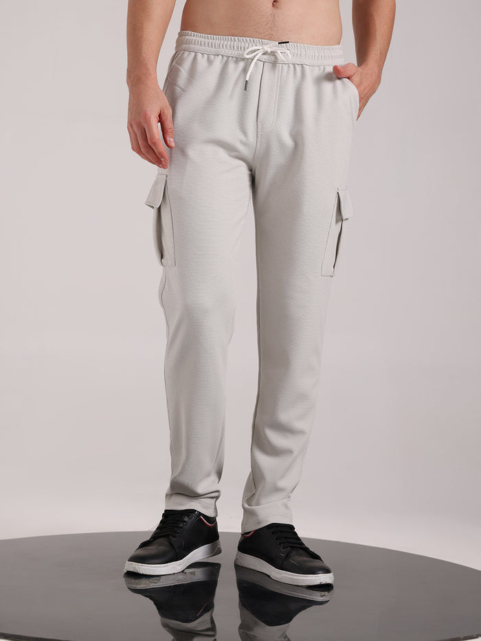 Men's Pearl Grey Outer Mesh Cargo Track Pants