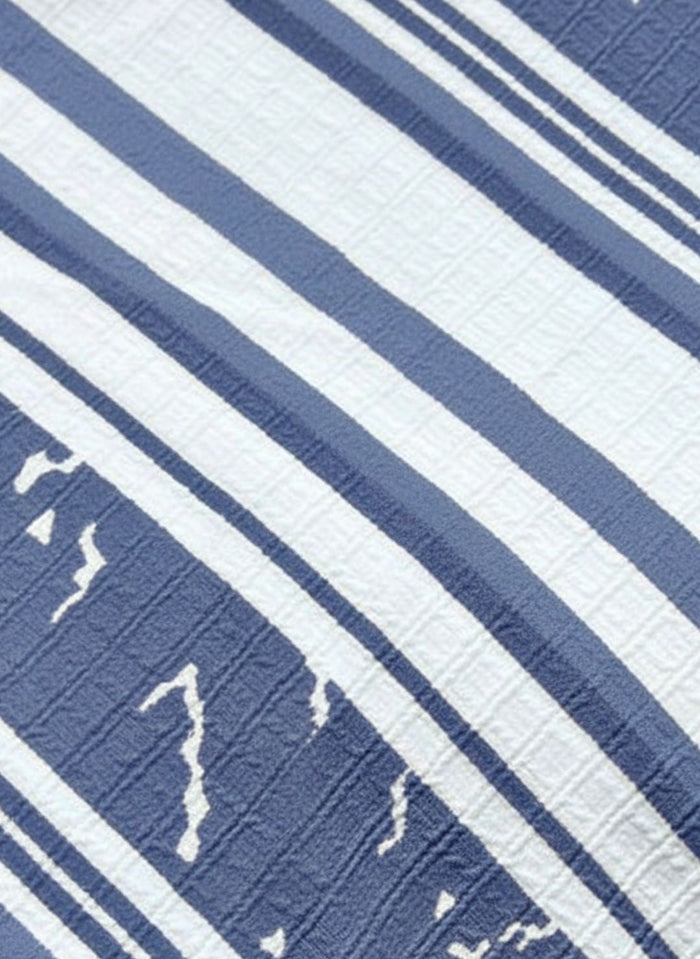 Men's Purple Textured Multi-Color Striped