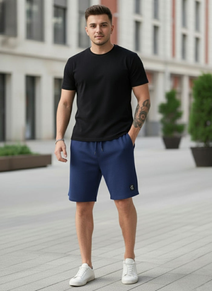 Men's Royal Blue Premium Waffle Knit Shorts